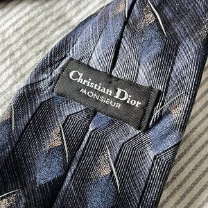 Christian Dior Vintage Neck Tie 100% Silk Blue